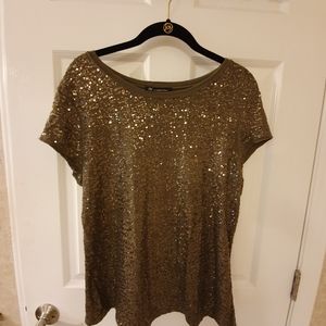 Tee Shirt XL by Inc. Khaki Green  With Sequins